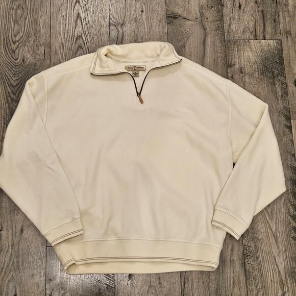 Tommy Bahama Ivory Long Sleeve 100% Cotton Sweater Mens Size M - Picture 1 of 5